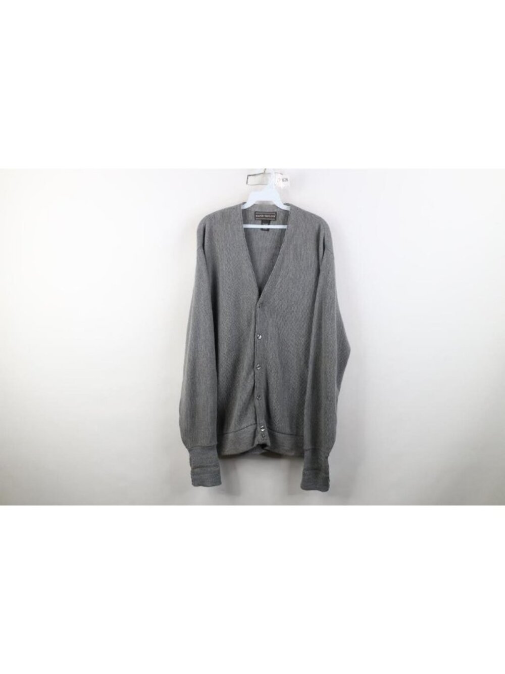 Vtg 90s Streetwear Mens Large Blank Knit Kurt Cobain Cardigan Sweater Gray USA